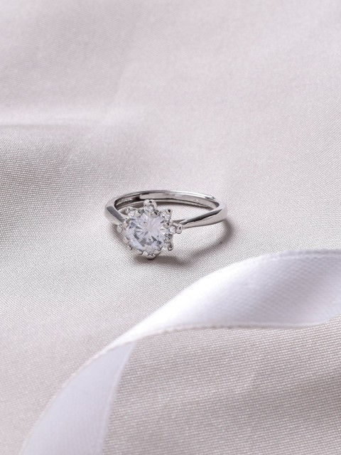 

KACY Sterling Silver White Crystal-Studded Ring