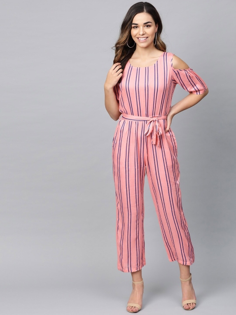 

Molly & Michel Pink & Blue Striped Basic Jumpsuit