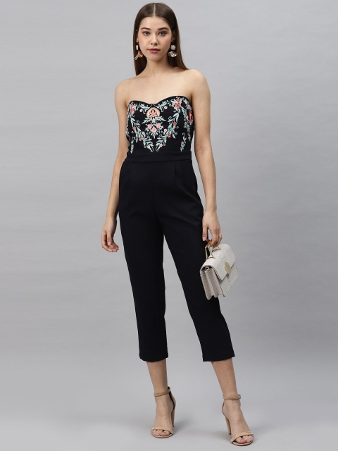 

Molly & Michel Women Black Floral Embroidered Jumpsuit