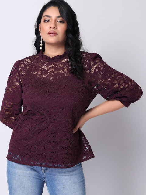 

FabAlley Curve Purple Lace Top