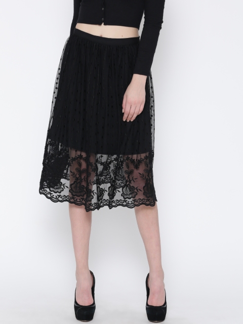 

FOREVER 21 Black Lace Flared Skirt