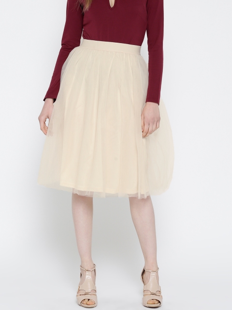 

FOREVER 21 Cream-Coloured Net Flared Skirt
