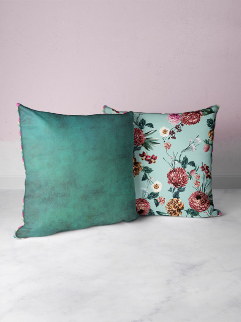 

BIANCA Pack Of 2 Green Printed Square Cushion Cover