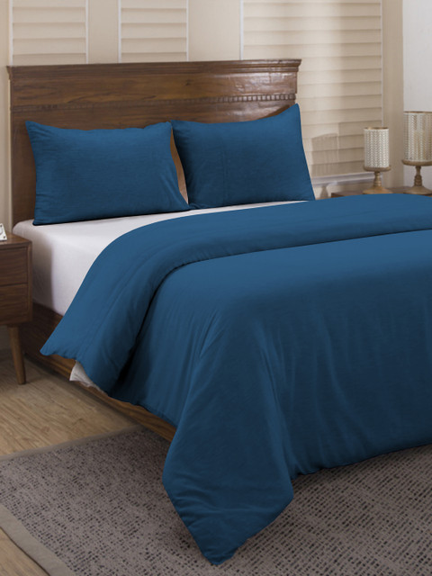 

Divine Casa Navy Blue Solid 150 TC Double Duvet Cover With 2 Pillow Covers