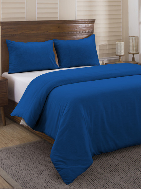 

Divine Casa Blue Solid 150 TC Double Duvet Cover With 2 Pillow Covers
