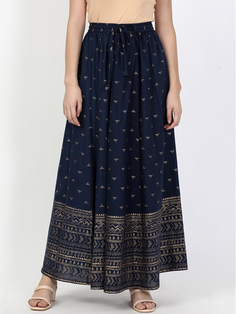 

V2 Value & Variety Women Navy Blue Printed Flared Maxi Skirt