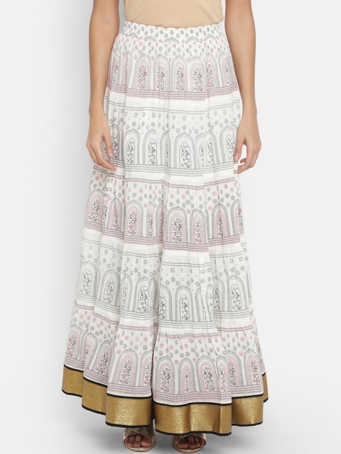 

V2 Value & Variety Woman Cream Printed Skirt