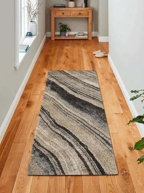 

OBSESSIONS Beige Polypropylene Abstract Runner