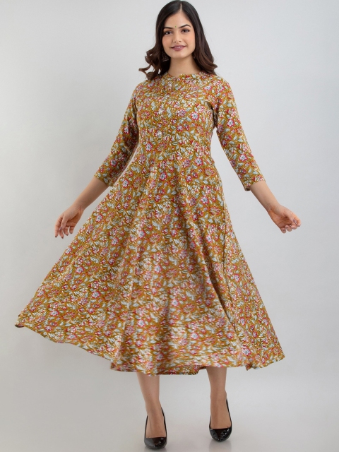 

Women Touch Women Brown Floral Printed Asymmetric Anarkali Kurta