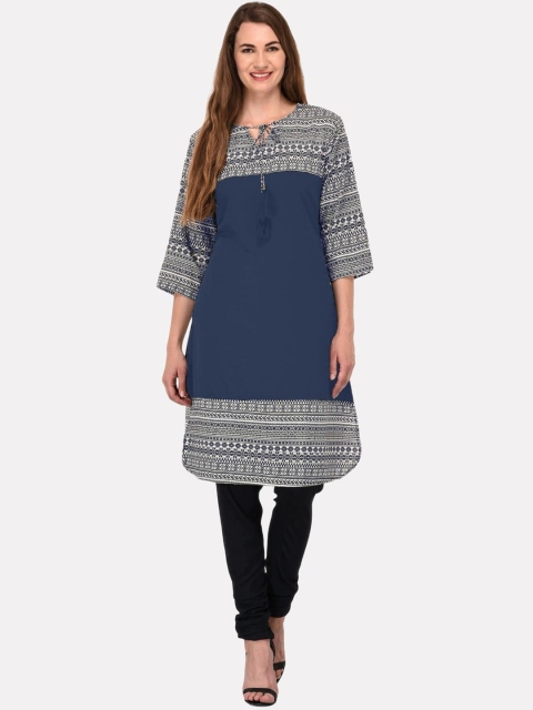 

KALINI Women Multicoloured Ethnic Motifs Printed Flared Sleeves Block Print Kurta, Multi