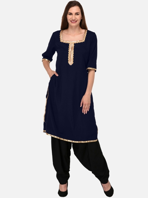 

KALINI Women Blue Yoke Design Thread Work Kurta