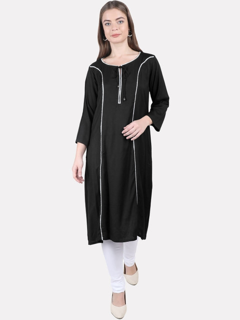 

KALINI Women Black Thread Work Kurta