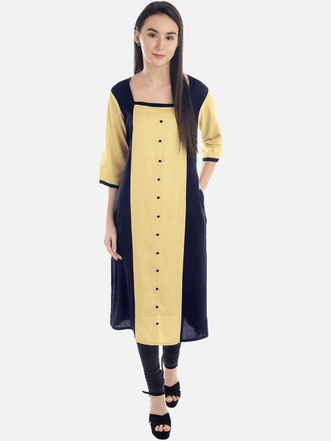 

KALINI Women Blue Colourblocked Thread Work Tiering Kurta