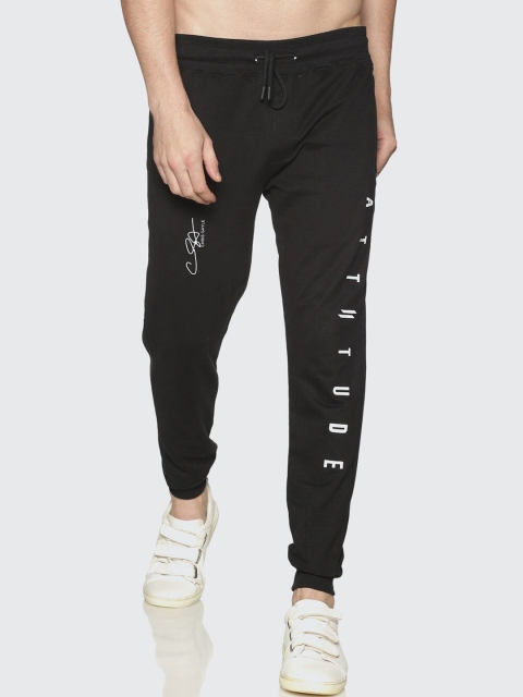 

ATTIITUDE Men Black Solid Pure Cotton Slim-Fit Joggers
