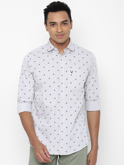 

Allen Solly Men White Slim Fit Printed Casual Cotton Shirt