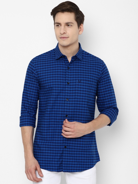 

Allen Solly Men Blue Slim Fit Grid Tattersall Checked Casual Cotton Shirt
