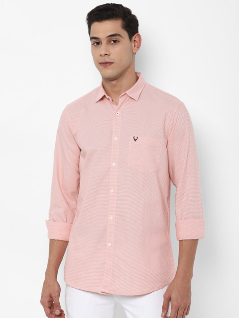 

Allen Solly Men Peach Slim Fit Micro Checked Casual Cotton Shirt