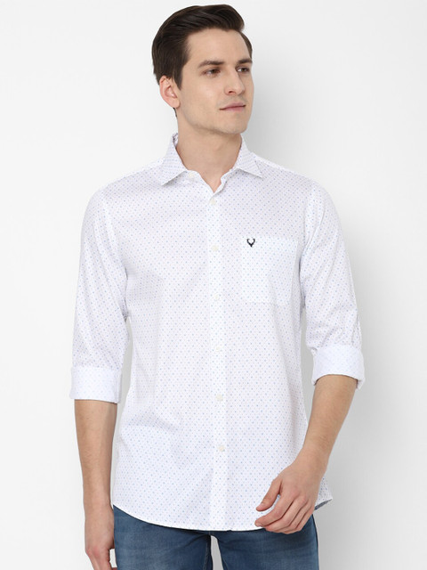 

Allen Solly Men White Slim Fit Printed Casual Cotton Shirt