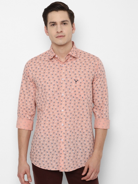 

Allen Solly Men Peach-Coloured Slim Fit Floral Printed Casual Shirt