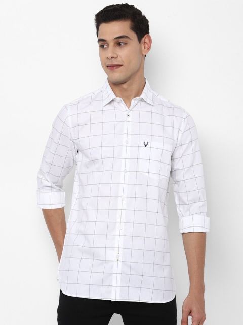

Allen Solly Men White Slim Fit Windowpane Checked Casual Cotton Shirt