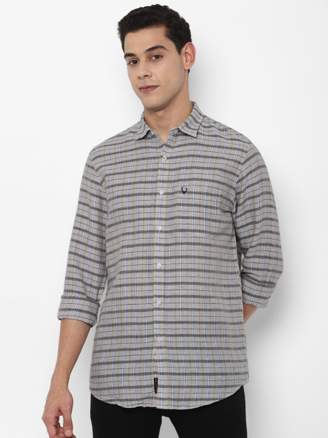 

Allen Solly Men Grey Slim Fit Horizontal Striped Casual Linen Shirt