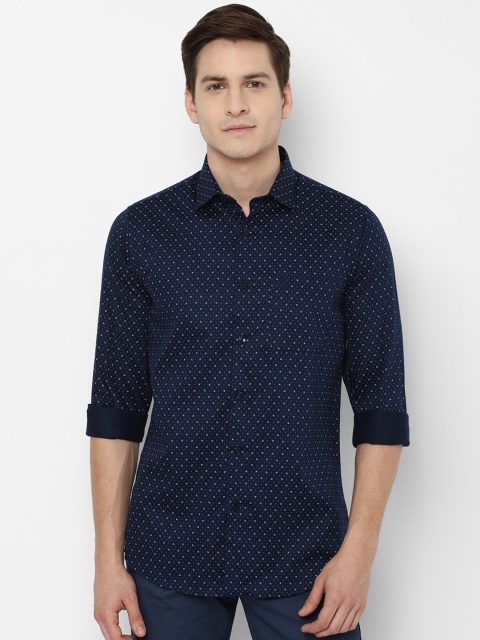 

Allen Solly Men Navy Blue Slim Fit Printed Casual Cotton Shirt