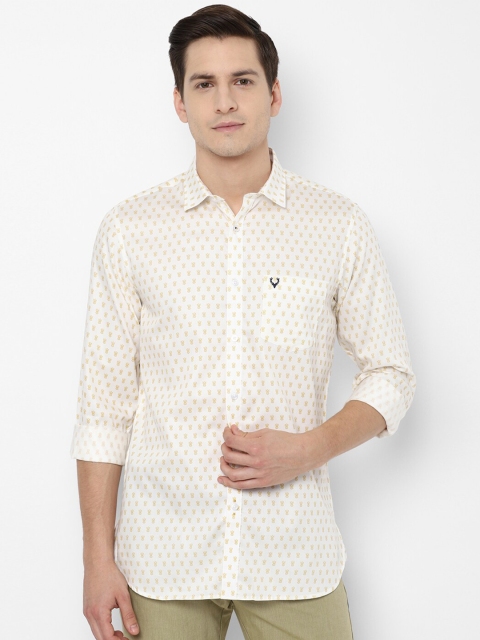 

Allen Solly Men Cream-Coloured Slim Fit Printed Casual Shirt