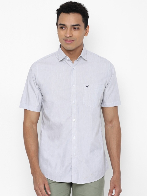 

Allen Solly Men Grey Slim Fit Striped Cotton Casual Shirt