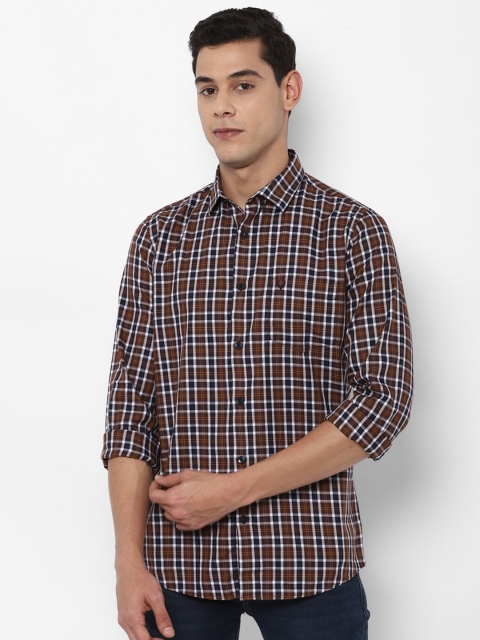 

Allen Solly Men Brown Slim Fit Tartan Checks Checked Casual Shirt