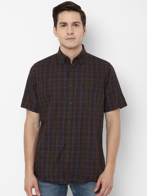 

Allen Solly Men Brown Slim Fit Checked Cotton Casual Shirt