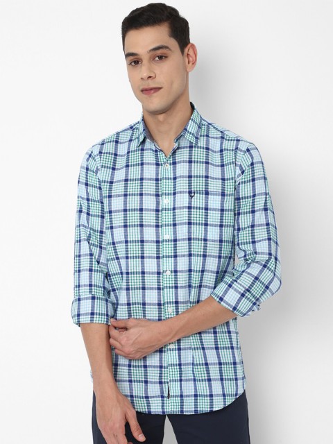 

Allen Solly Men Blue Slim Fit Tartan Checks Checked Casual Shirt