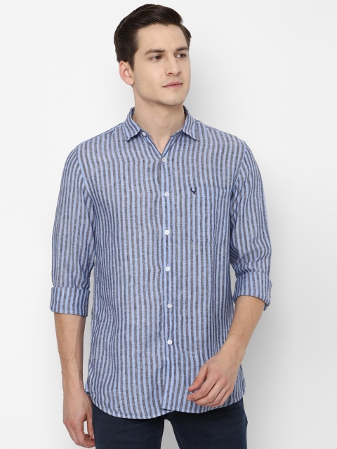 

Allen Solly Men Navy Blue Slim Fit Striped Casual Shirt