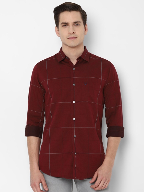 

Allen Solly Men Maroon Slim Fit Windowpane Checks Cotton Casual Shirt