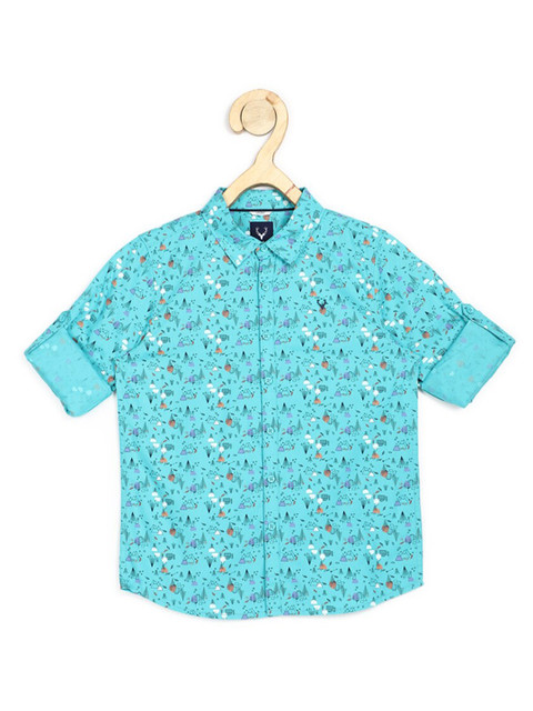 

Allen Solly Junior Boys Blue Slim Fit Printed Cotton Casual Shirt