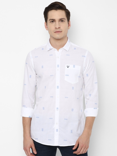 

Allen Solly Sport Men White & Blue Geometric Printed Pure Cotton Casual Shirt