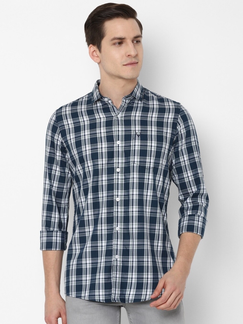 

Allen Solly Sport Men Navy Blue Tartan Checks Pure Cotton Casual Shirt