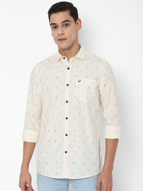 

Allen Solly Sport Men Cream-Coloured & Blue Floral Printed Pure Cotton Casual Shirt