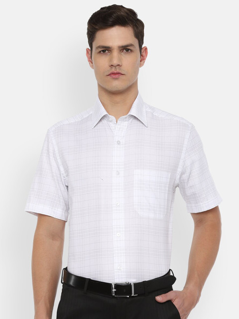 

Louis Philippe Men White Regular Fit Checked Cotton Formal Shirt