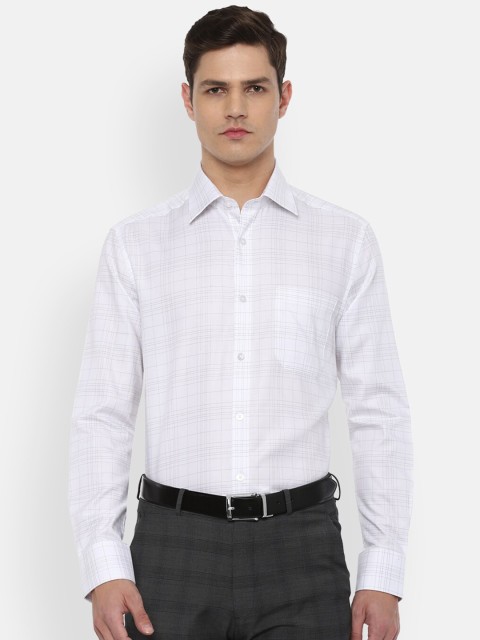 

Louis Philippe Men White Checked Cotton Formal Shirt