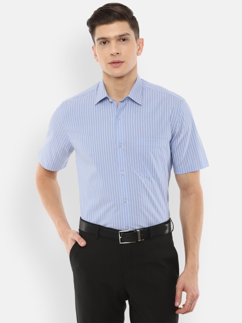 

Louis Philippe Men Blue Slim Fit Striped Pure Cotton Formal Shirt