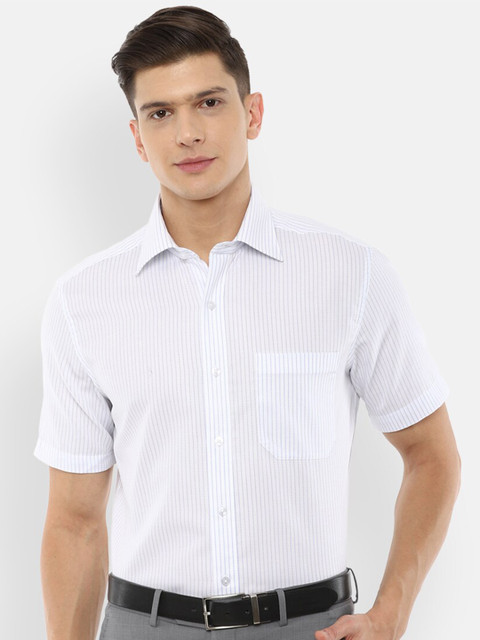 

Louis Philippe Men White Striped Pure Cotton Formal Shirt