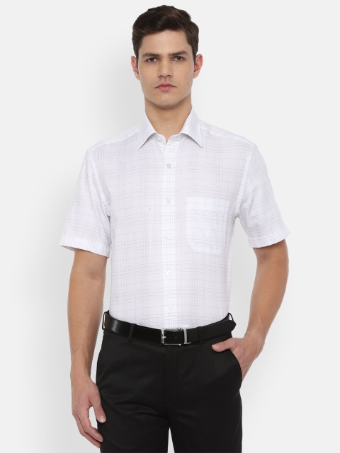 

Louis Philippe Men White Checked Formal Shirt