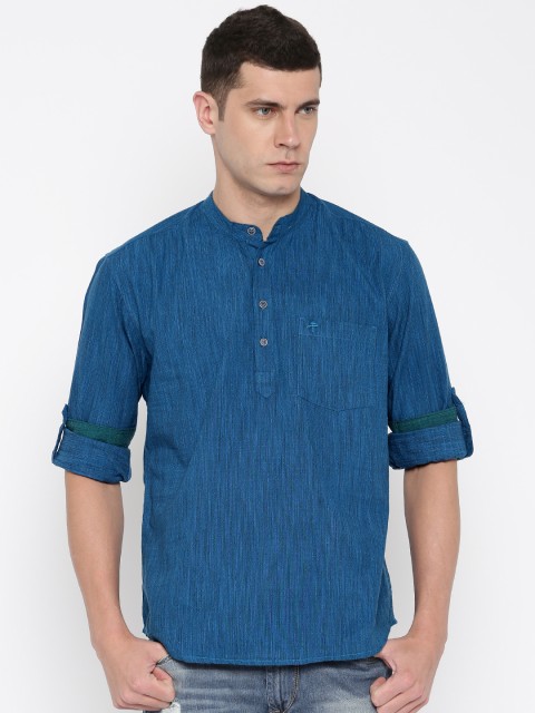 

PIVOTO Men Blue Woven Short Kurta