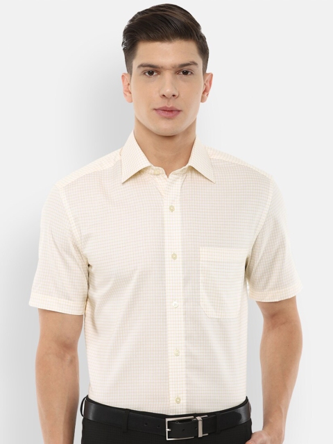 

Louis Philippe Men Cream-Coloured Regular Fit Checked Cotton Formal Shirt
