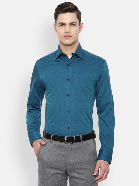 

Louis Philippe Men Blue Cotton Formal Shirt