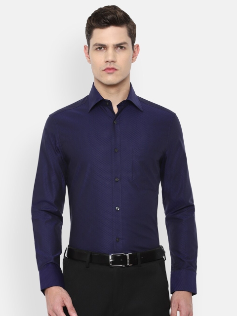 

Louis Philippe Men Navy Blue Textured Formal Shirt