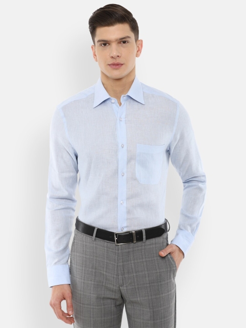 

Louis Philippe Men Blue Solid Regular-Fit Formal Shirt
