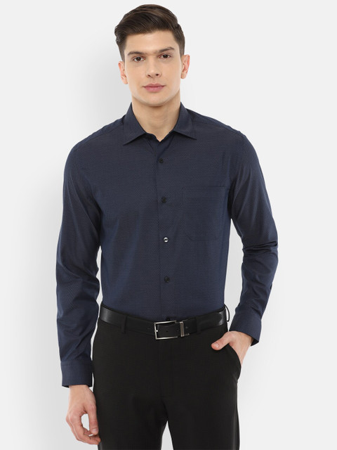

Louis Philippe Gods & Kings Men Navy Blue Cotton Regular Fit Formal Shirt