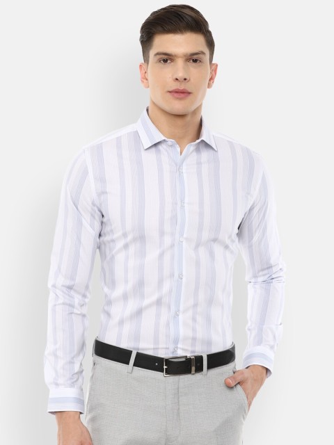 

Louis Philippe Men White Slim Fit Striped Formal Shirt