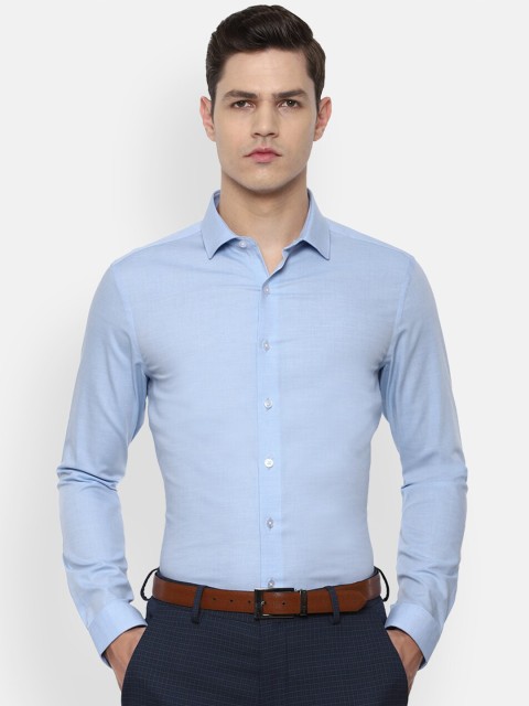 

Louis Philippe Men Blue Self Design Slim Fit Formal Shirt